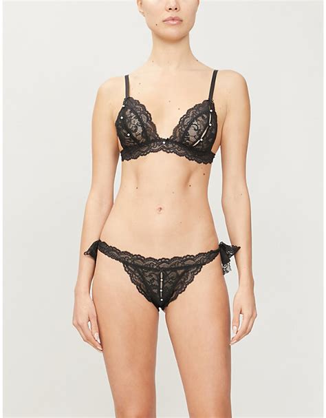 Aubade Womens Black Embellished Stretch Lace Lingerie Set Shopstyle Panties