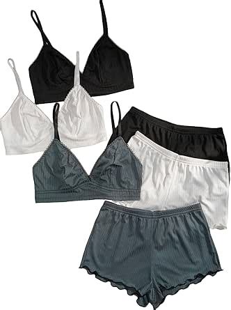 Soly Hux Women S Lingerie Sets Piece Silk Satin Lace Trim Matching Bra Bralettes And Panty