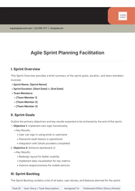 Free Agile Sprint Planning Facilitation Template To Edit Online