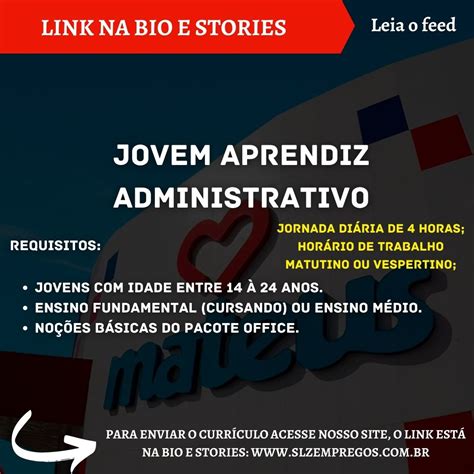 JOVEM APRENDIZ ADMINISTRATIVO - SLZ Empregos