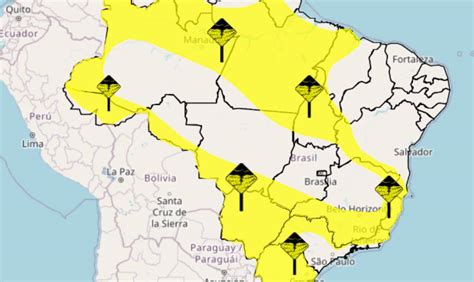 Alerta Amarelo Para Chuva Forte Raios E Ventania Em Grande Parte Do