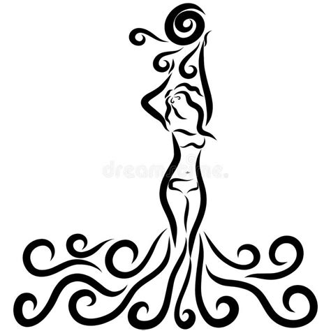 Silueta De Una Muchacha Hermosa En Bikini Stock de ilustración