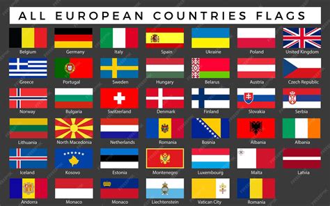 Bandeira De Países Europeus - Conjunto de bandeiras de todos os países europeus imagem vetorial ...