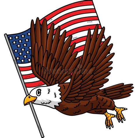 Memorial Day Eagle Carrying Flag Cartoon Clipart Stock Vector