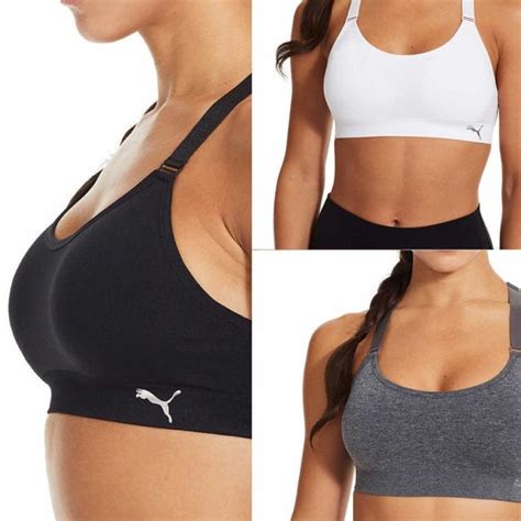 Puma Intimates And Sleepwear Nwt Puma Womens Seamless Sports Bra 3 Pack Blackgraywhite Size