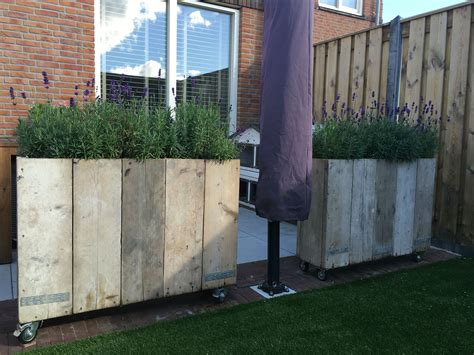 Steigerhouten Plantenbak Op Wieltjes Diy Gemaakt Door M N Man Tuin