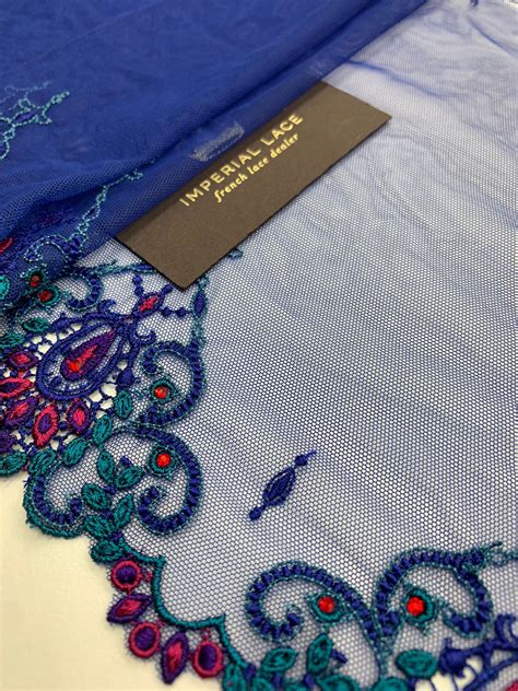 Blue Embroidered Elastic Lingerie Lace Trim Lace Trim Lace Fabric From Imperiallace