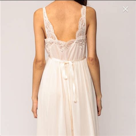 Vintage Intimates Sleepwear Lingerie Nightgown Slip Dress 7s Lace Maxi Vintage Sheer