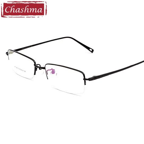 Buy Chashma Brand Pure Titanium Semi Frame Eyeglass Men Black Frame Trend Light