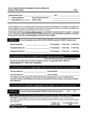 Fillable Online Ndhfa Full Time Student Eligibility Self Affidavit