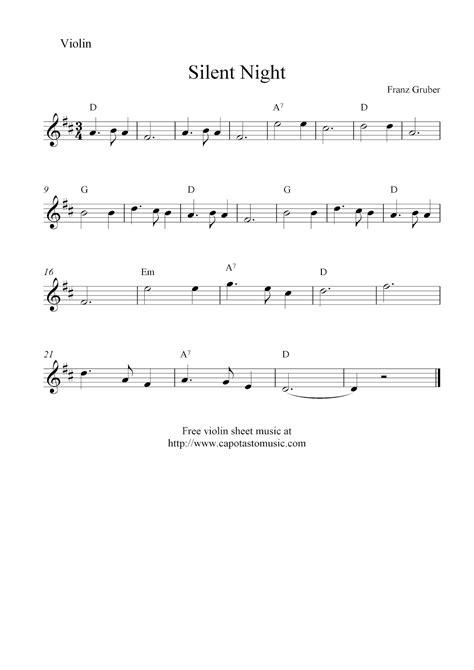 Silent Night Free Christmas Violin Sheet Music Notes