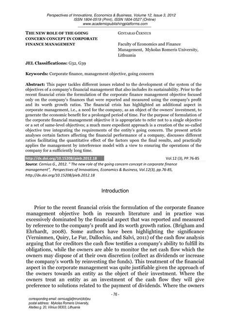 role    concern concept  corporate finance