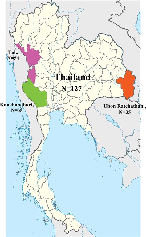 Map Showing Three Provinces In Thailand Where Samples Were Collected