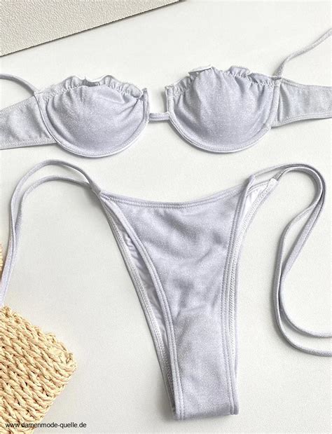 Bikinis und Badeanzüge 2025 Sexy Glitzer Stoff Bikini 2024 in Weiß Hohe Taille Damenmode