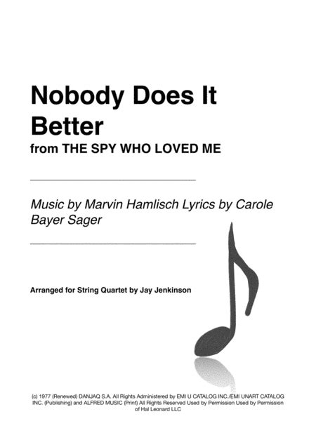 Nobody Does It Better From THE SPY WHO LOVED ME Arr Jay Jenkinson By