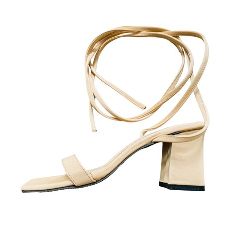 Nude Square Toe Tie Up Heels GABRIELLASPICK