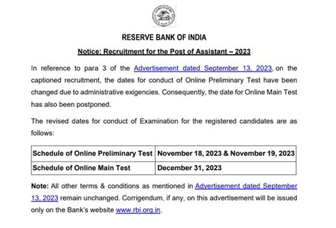 Rbi Assistant Prelims And Mains Exam Date 2023 Released Download Pdf