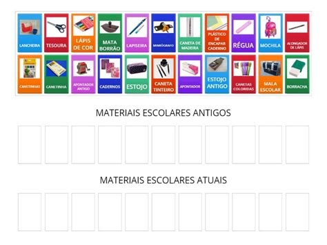 Material Escolar Antigo E Atual - Materiais escolares antigos e atuais - Group sort