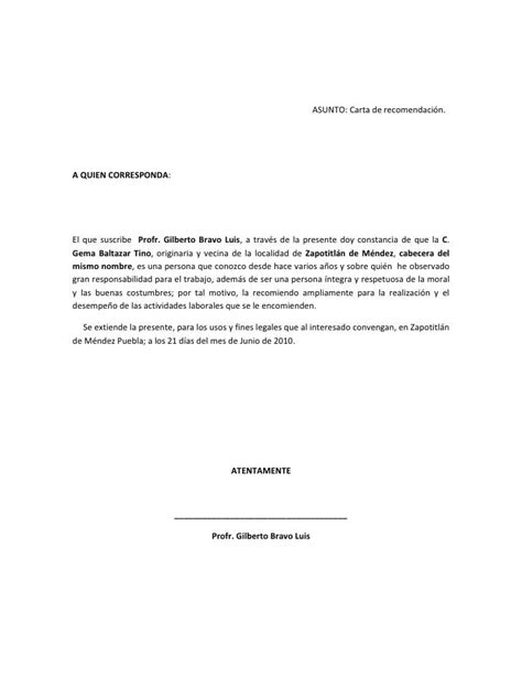 Carta De Recomendacion Laboral Para Imprimir Actualizado Enero 2025