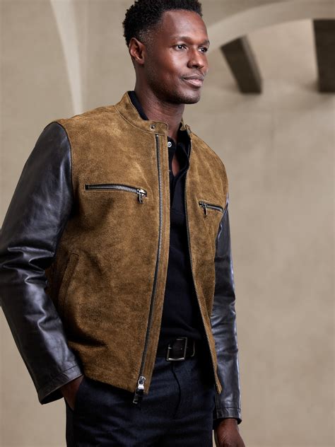 Banana Republic Pacer Leather Biker Jacket Brown