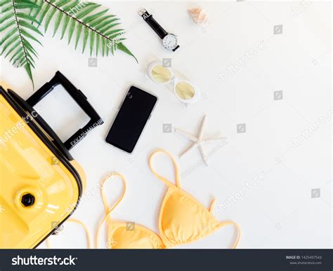 Top View Travel Concept Bikini Luggage Stock Photo 1425497543 Shutterstock