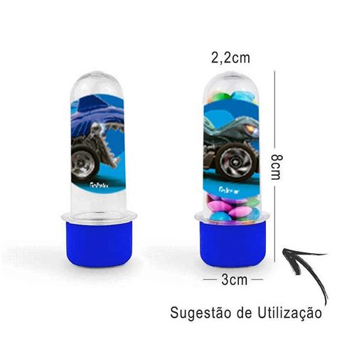 Mini Tubete Lembrancinha Hot Wheels 8cm Azul Escuro Rizzo Embalagens Rizzo Embalagens