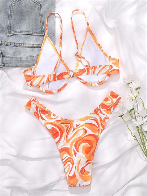 Custom Print Underwire Sexy Bikini Set High Waist Swimsuit Women Swimwear Beachwear Buy