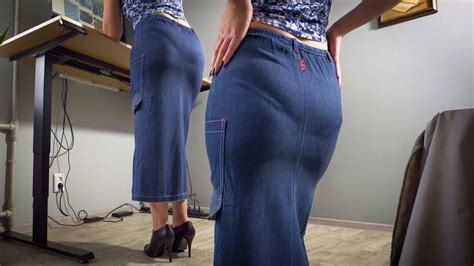 Milf Secretary In Jean Skirt Teases Visible Panty Line Amateur Porn Feat Teasecombo Xhamster