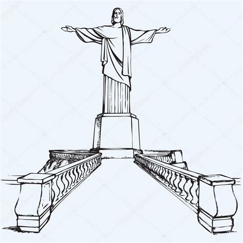 Cristo Redentor, Rio de Janeiro, Brasil. Esboço vetorial Vetor de ...