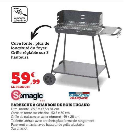 Promo Somagic Barbecue à Charbon De Bois Lugano chez Hyper U