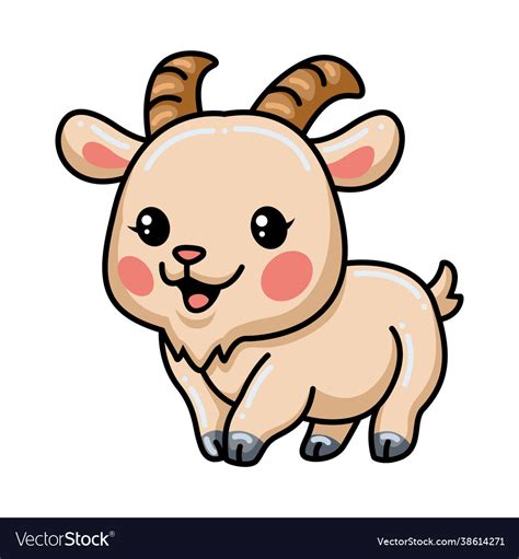 Cute baby goat cartoon walking Royalty Free Vector Image