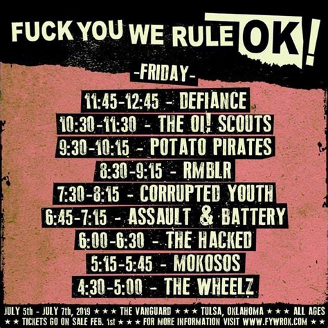 Jul 05 2019 Fuck You We Rule OK 7 Day 1 Of 3 At The Vanguard Tulsa Oklahoma United States