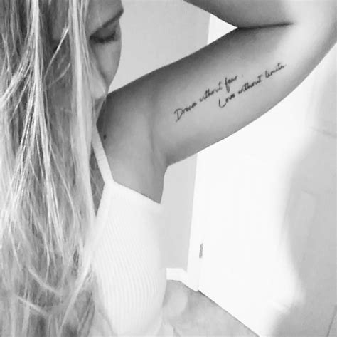 Female Inner Bicep Tattoo Dream Without Fear Love Without Limits