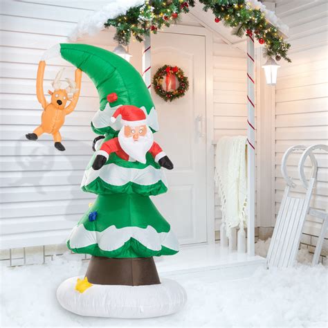 Homcom 7 Foot Tall Lighted Christmas Inflatable Holiday Santa Outdoor