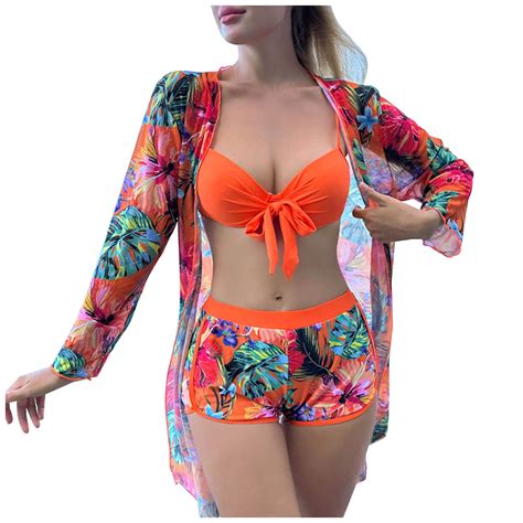 Gzea 2024 Sexy 3 Piece Bikini Set Cover Up Swimsuit High Waist Bikinis