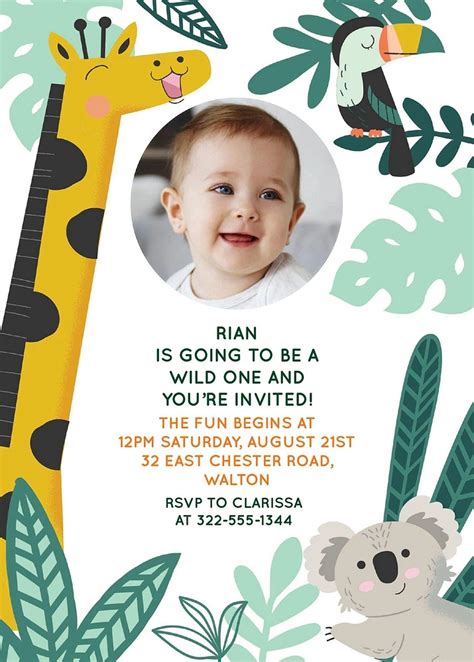 Partycity Custom Get Wild Jungle Cardstock Photo Invitations Hamilton