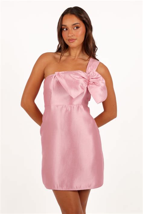 Veve One Shoulder Mini Dress Poppy Pink Petal And Pup