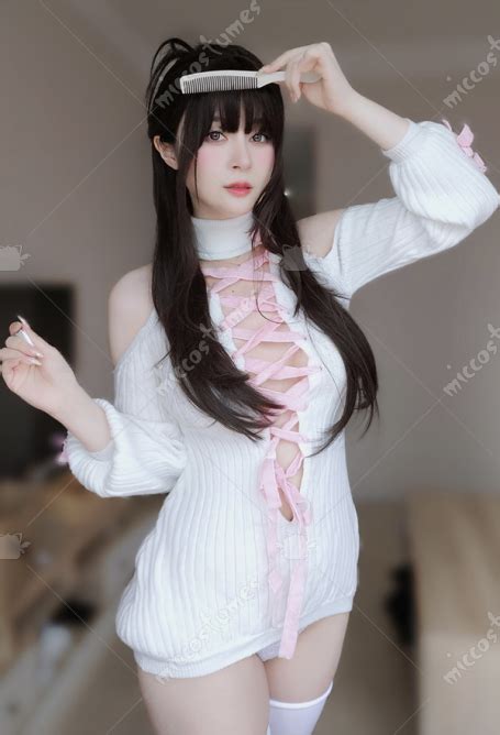 Japanese Style Sexy Lingerie Off Shoulder Knitted Dress With Crossover Lace Up Chest Hollow