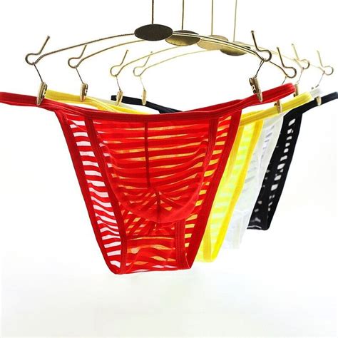 Da Uomo Sexy Triangolo Bikini Thongs T Schiena Trasparente Comodo Intimo EBay