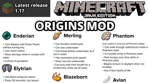 Minecraft Java 117 Origins Mod Fabric Mods Gameplay No Forge Youtube