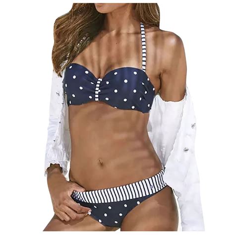 Lyxssbyx Bikinis For Women Plus Size Women S Sexy Breast Polka Dot Underwire Hard Bikini Set