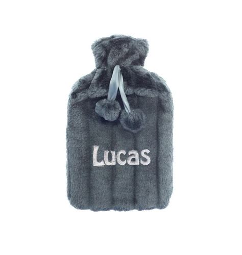 Personalised Hot Water Bottle With Plush Faux Fur And Pom Poms Etsy