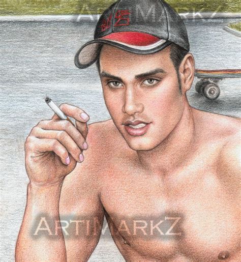 Nude Male Drawing Realism Gay Fine Art Print Taking A Breathe