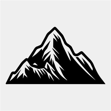 Mountain silhouette - vector icon. Rocky peaks. Mountains ranges. Black