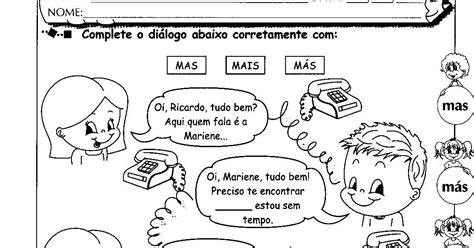 Blog Educação de Valor Atividades Uso do mas más e mais