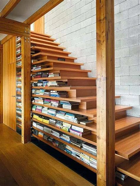 Ways To Turn Stairs Into An Amazing Bookshelf Library