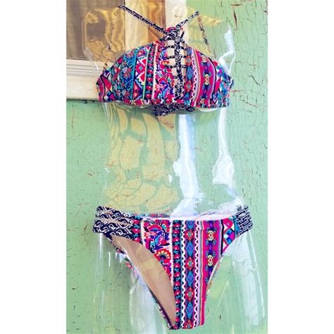Xhilaration Swim Psychedelic Mod Groovy Retro 2 Piece Bikini