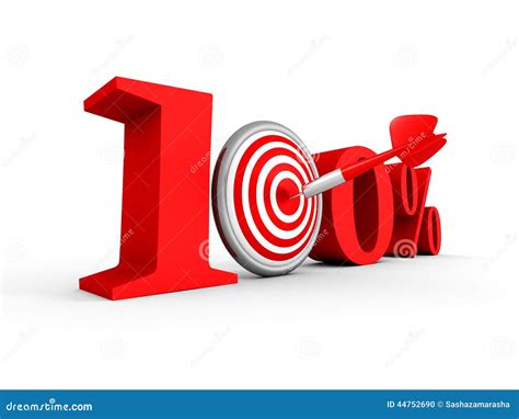 Hundred Percent 100 Red Symbol With Target And Arrow Stock