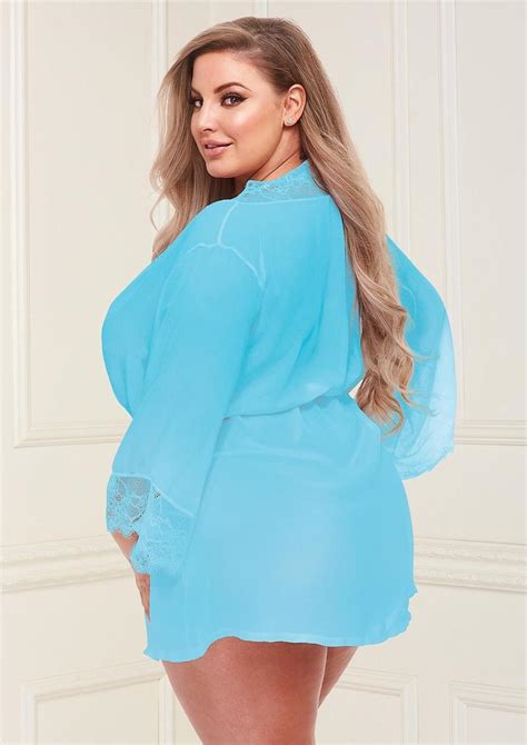 Sheer Chiffon And Lace Robe Baci Lingerie