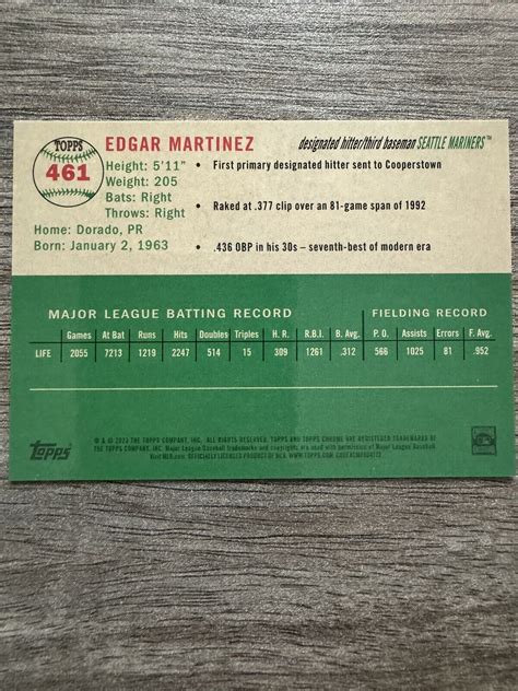 2023 Topps Chrome Platinum Edgar Martinez Platinum Toile Rose Gold 1